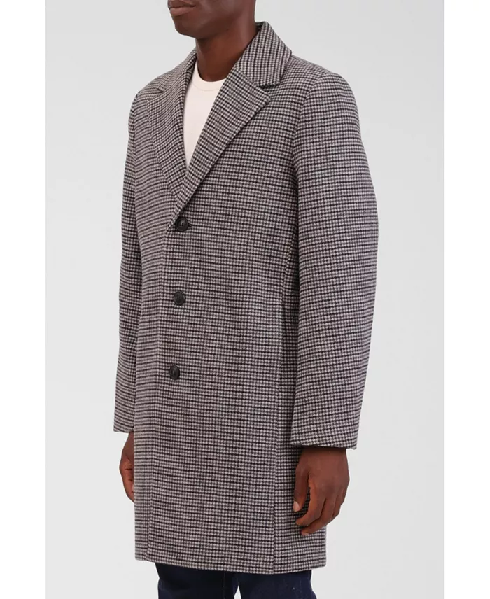 Men's Houndstooth Faux Wool Top Coat - thumbnail 2