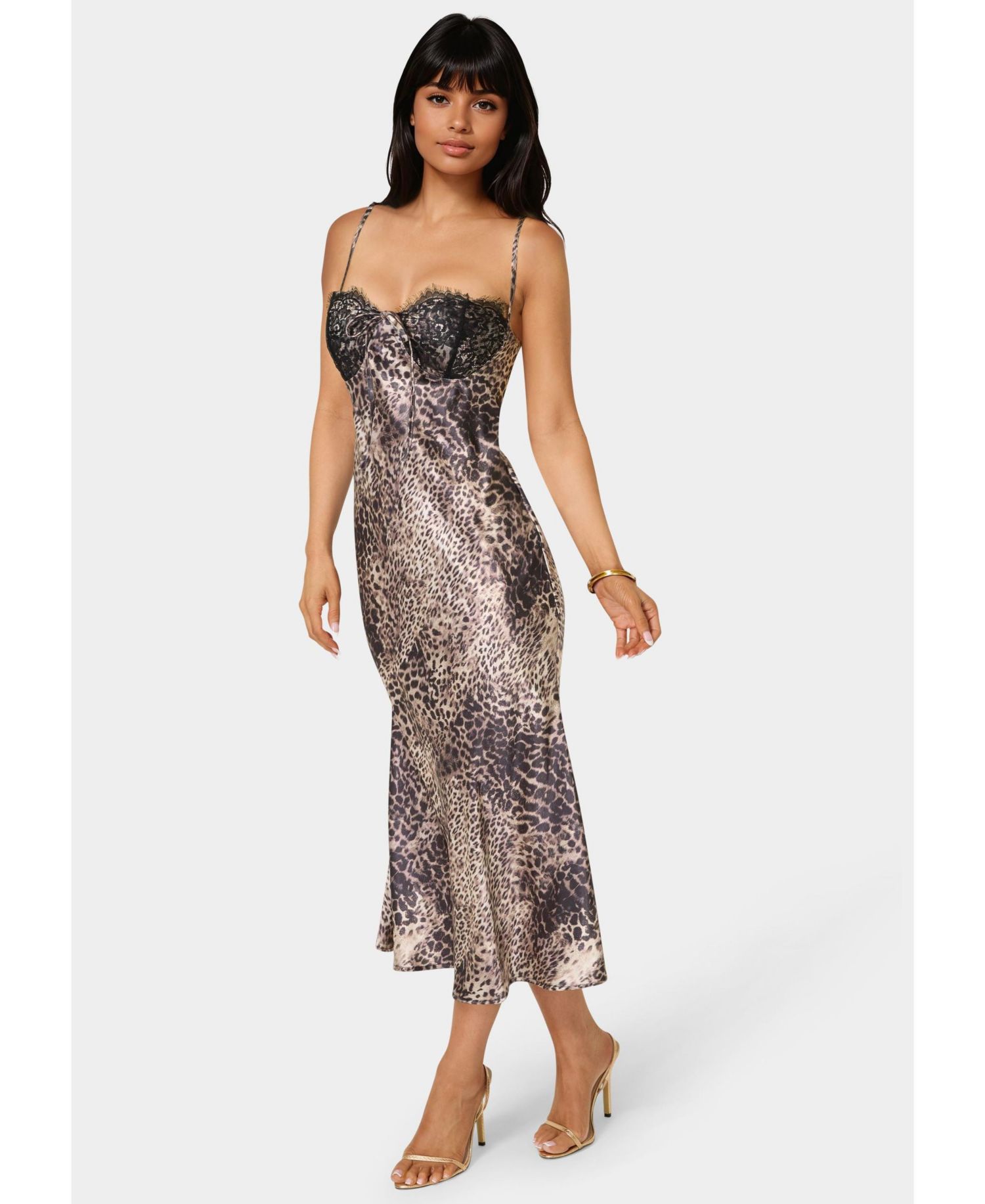 Women's Satin Maxi with Lace Cups