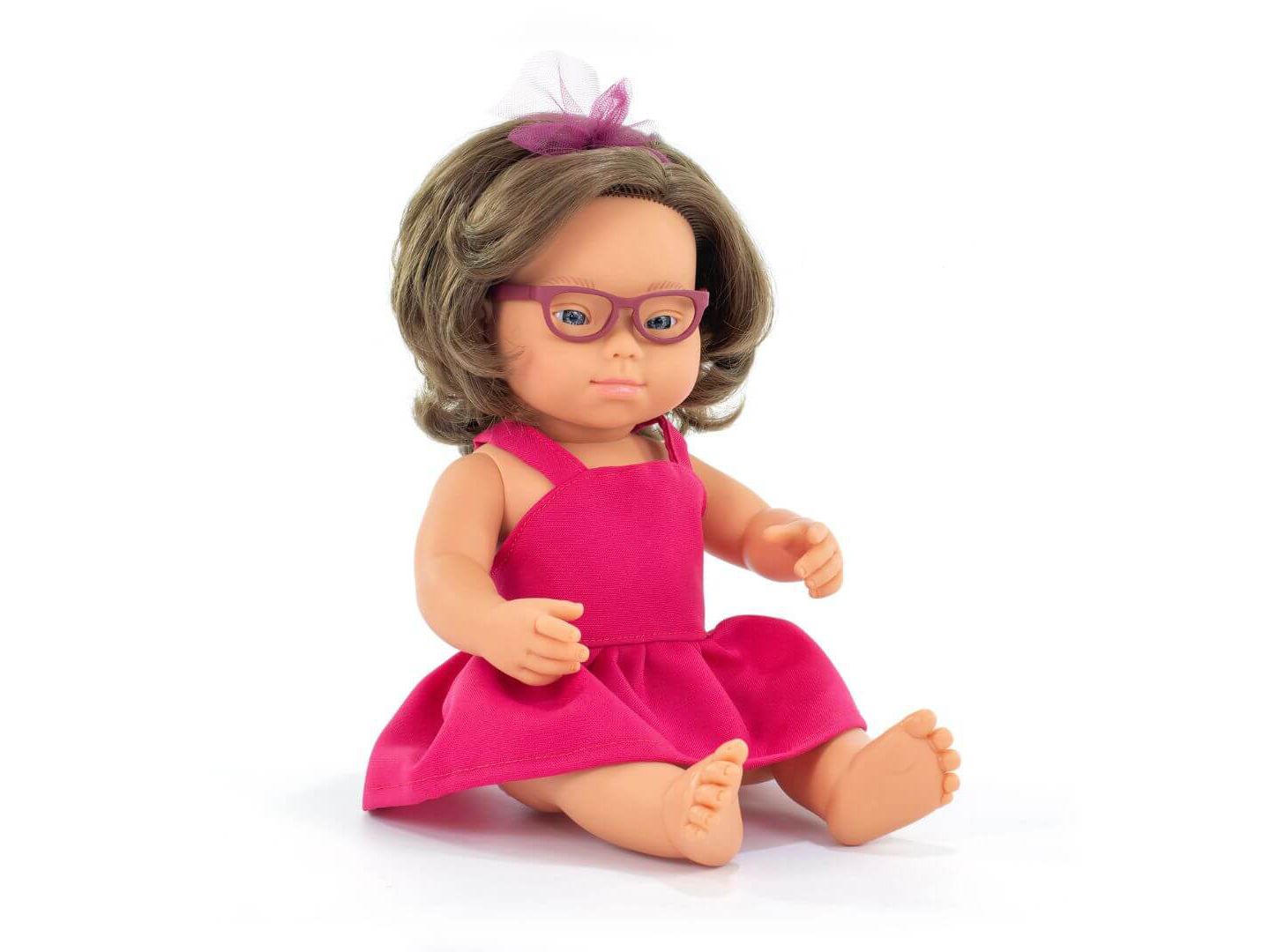 Детская кукла MINILAND My Friends & Me 15" Down Syndrome Anatomically Correct Baby Doll with Glasses, Ages 3+, цвет: Light Skin — фото 1