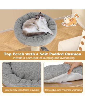 63'' Tall Modern Cat Tree w/ Perch Condo Hammock 5.6'' Scratching Posts