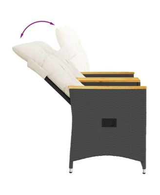 Reclining Garden Sofa Black PE rattan 2-seater