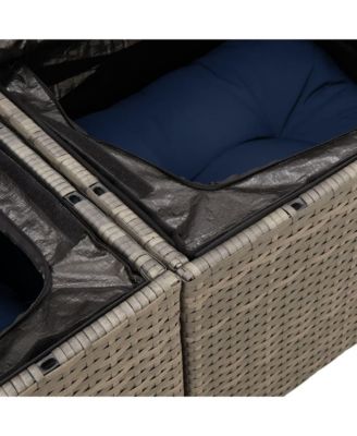 Patio Sofa with Cushions 2-Seater Gray Poly Rattan