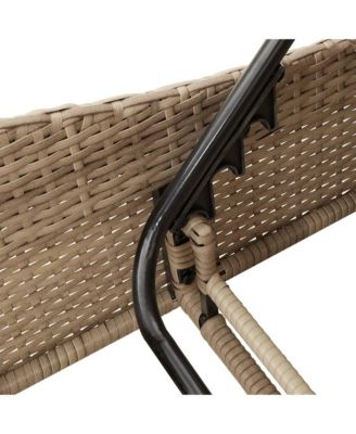 Patio Sun Lounger Beige PE Rattan, Powder-Coated Steel Extra Long