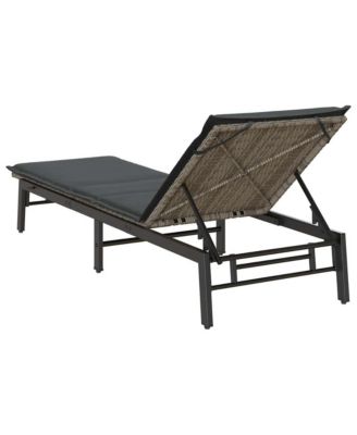 Sun Lounger Grey PE Rattan, Powder-Coated Steel Adjustable