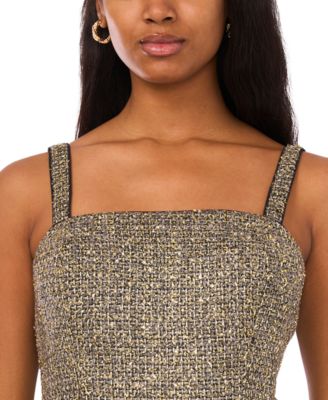 Women's Tweed Square Neck Sleeveless Dress