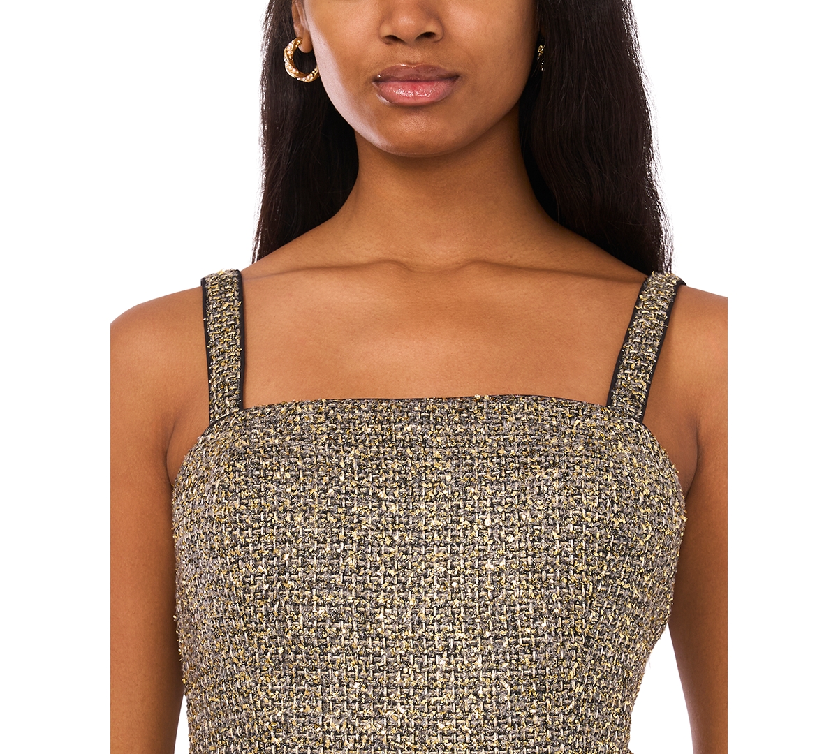 CeCe Women's Tweed Square Neck Sleeveless Dress