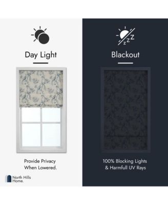 Peacock 100% Blackout Dual Layered Pull-Down Roman Shade for Windows