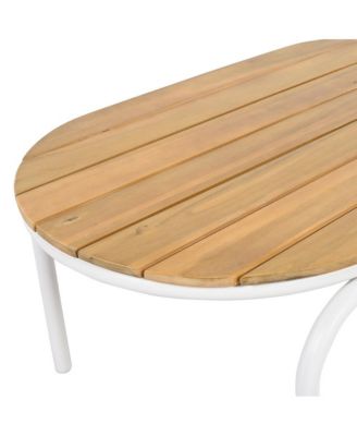 Outdoor Chaise Lounge Chairs Set of 3 with Acacia Side Table