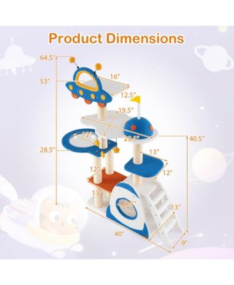 Space Theme Cat Tree w/ Sisal Covered Scratching Posts UFO-shaped Top Perch