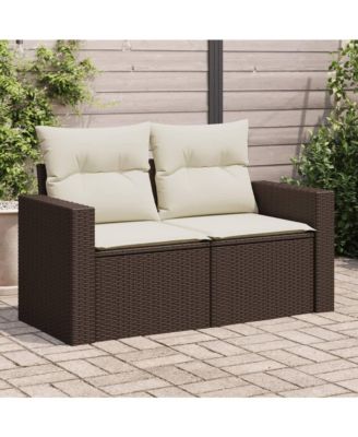 Garden Sofa Brown and cream white PE rattan 2-seater Modular