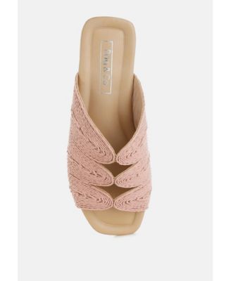 Rag and Co Womens Daisy Doe Raffia Square Toe Flats