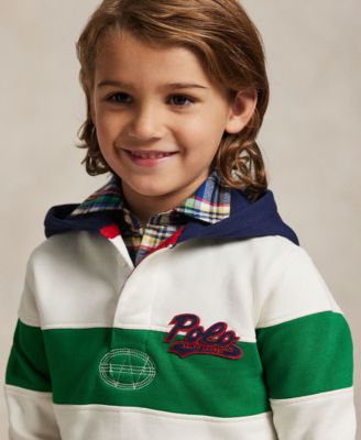 Toddler and Little Boys Logo Fleece Rugby Hoodie