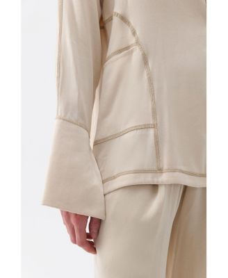 Women's Contrast Topstitched Shirt