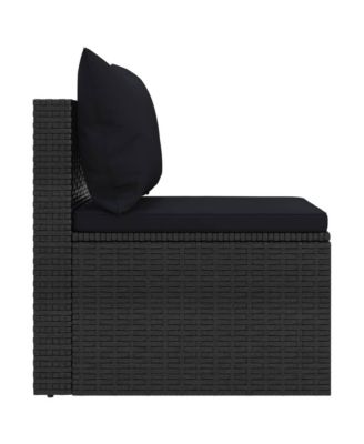 Garden Middle Sofa Black Poly Rattan Medium Modular