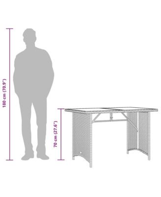 Patio Table with Wooden Top Beige Poly Rattan