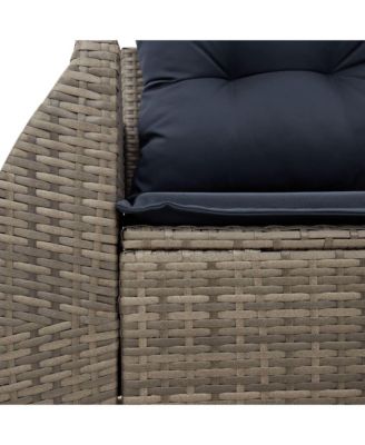 Patio Sofa with Cushions 2-Seater Gray Poly Rattan