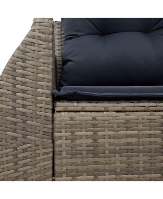 Patio Sofa with Cushions 2-Seater Gray Poly Rattan