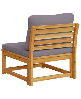 Garden Sofa Dark Grey Solid Acacia Wood, Polyester, Foam Single