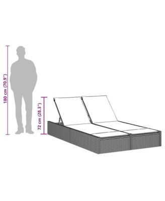 Double Sun Lounger Black, Cream White