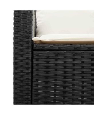 Garden Sofa Black, Cream White PE Rattan Medium Removable Covers