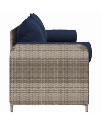 Patio Sofa with Cushions 3-Seater Gray Poly Rattan