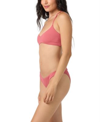Juniors' Saltwater Solids Rib Huntington Swimsuit Top