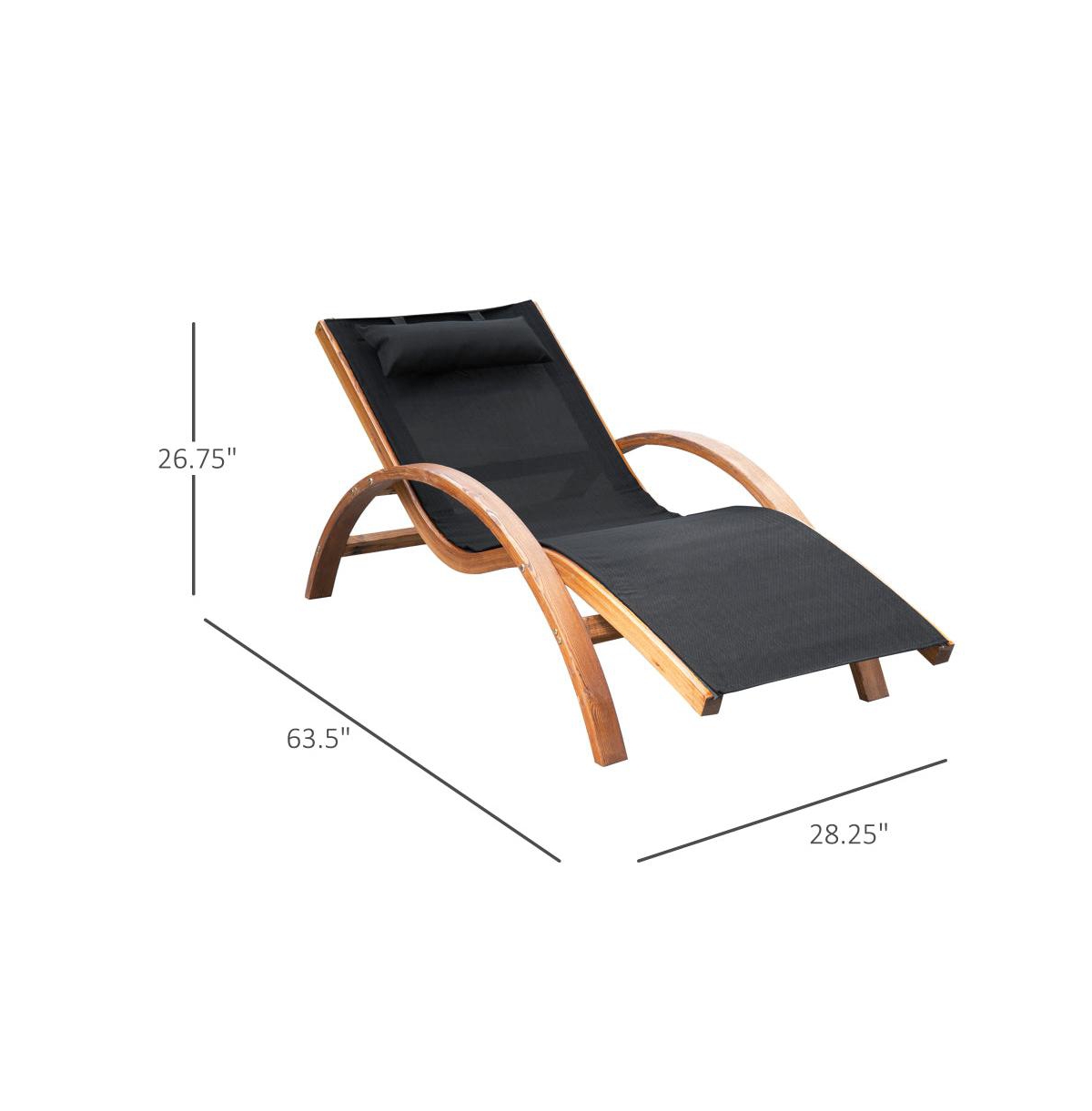 Chic Crate - Black Outdoor Chaise Lounge Chair with Breathable Sling Mesh and Comfortable Curved Design for Patio Relaxation