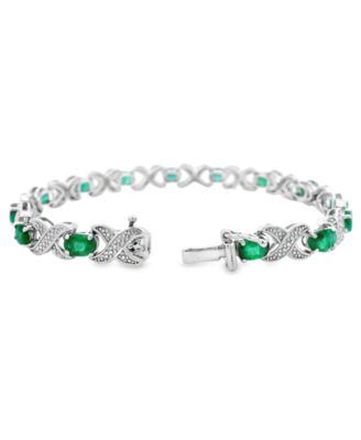 Oval Emerald (5.60 ct. t.w.) and Diamond Bracelet (0.005 ct. t.w.) in Sterling Silver