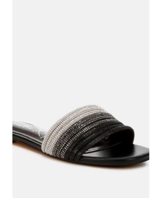 Womens Chrisy Rhinestone Strap Slip On  Flats