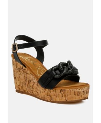 Womens Emelda Chain Link Detail Wedge Sandals