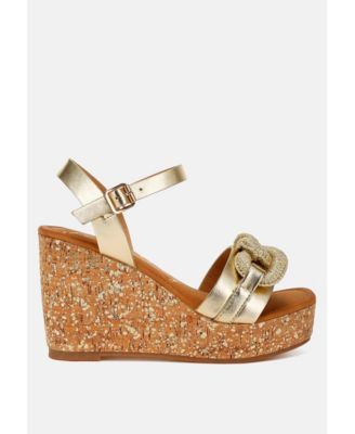 Womens Emelda Chain Link Detail Wedge Sandals