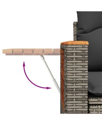 Garden Sofa Grey PE rattan, powder-coated steel, solid acacia wood