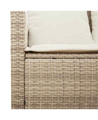 Garden Sofa Beige PE rattan 3-Seater Removable Covers