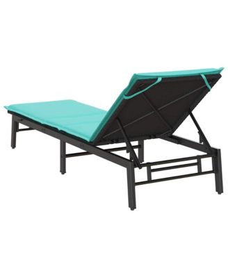 Sun Lounger with Cushion Black Poly Rattan