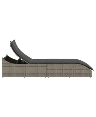 Folding Sun Lounger Grey PE rattan, powder-coated steel Standard