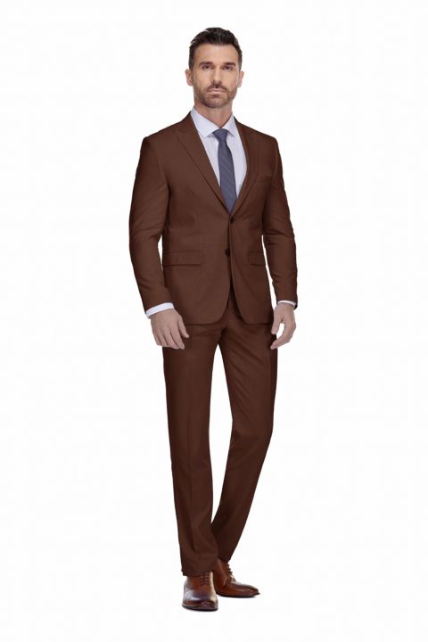 Мужские комплекты Gino Vitale 2-Piece Stretch Slim-Fit Suit, цвет: Коричневый