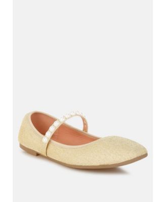 Womens Corphee Pearl Strapped Glitter Ballerinas