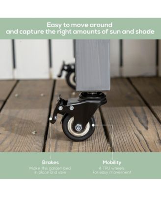 Outsunny Elevated Wooden Planter Box with Wheels