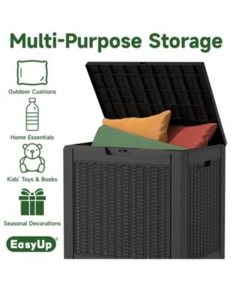 - StormForce Compact 30Gal Deck Box - Waterproof Nano-Resin w/ SecureLatch Pro & SpaceSaver Design - Patio Furniture/Kids Toys Storage