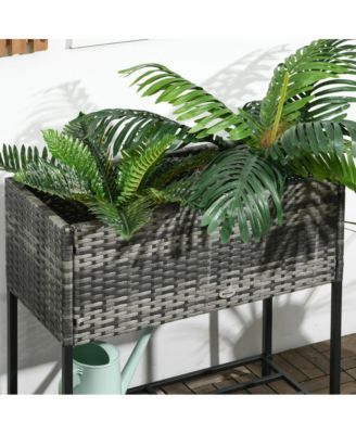 Outsunny Elevated Planter Box with Rattan Look