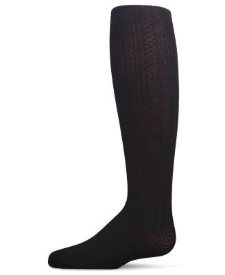 Girls Multi-Diamond Drop-Stitch Textured Cotton Rich Sweater Tights