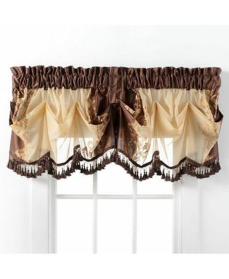 Danbury Custom Austrian Embroidered Rod Pocket Window Valance Treatment  - 54 in. W x 20 in. L, Cranberry