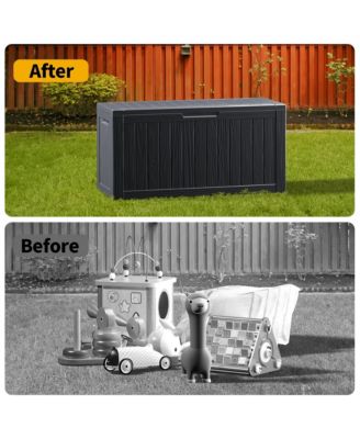 - 46.3'' W 80 Gallons Water Resistant Resin Lockable Deck Box