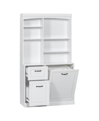 70.9" Tall MDF Freestanding Organizer Bathroom Tilt-Out Hamper Cabinet