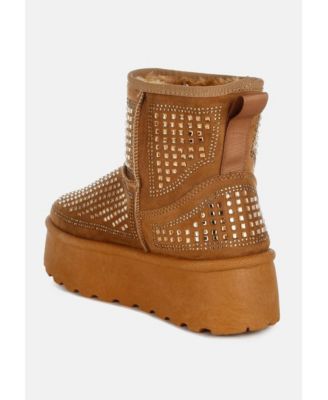 Womens Xoras Chunky Rhinestones Ankle Boots