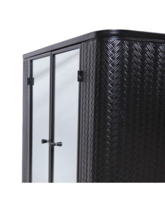 Black Wall-Mounted Vanity 2 Mirrored Doors & Open Shelf