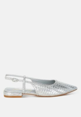 Womens Kurina Metallic Woven Slingback Sandals