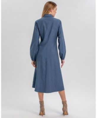 Maternity Cotton Shirt Erica Dress with Drawstring Waist