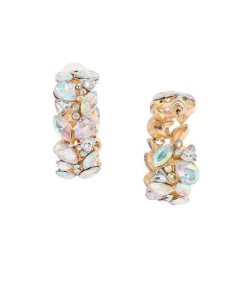 Gold-Plated Stone Hoop Earrings