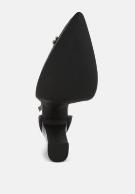 Womens Pearls Brooch Detail Platform Block Heel Sandals